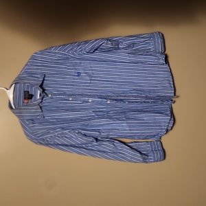 Chaps Blue and White Striped Men's Dress Shirt